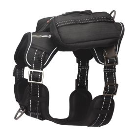 PETMARVEL High-Perfomance Tactical Dog Harness With Backpack, No Pull Front Clip & Metal Buckles (Option: Black-XLarge)