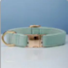 Multiple Colour Velvet Personalise Dog Collar Leash Set With Bow (Option: Cyan-S)