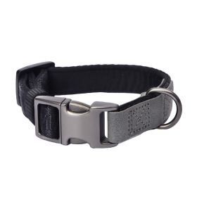 PETMARVEL Heavy Duty Solid Dog Collar Neoprene Padded 1 In Wide (Option: Grey-Small)