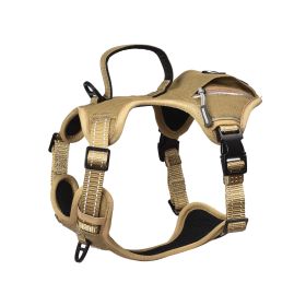 PETMARVEL High-Perfomance Tactical Dog Harness With Poop Bag Holder, No Pull Front Clip & Metal Buckles, Brown S (Option: Brown-XLarge)